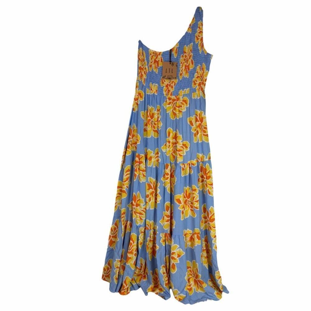 Abel The Label for Anthropologie One Shoulder Floral Maxi Dress XL NEW Wedding G